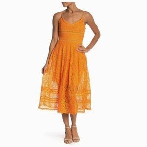 NWT NSR Lacy Midi Dress Orange Small